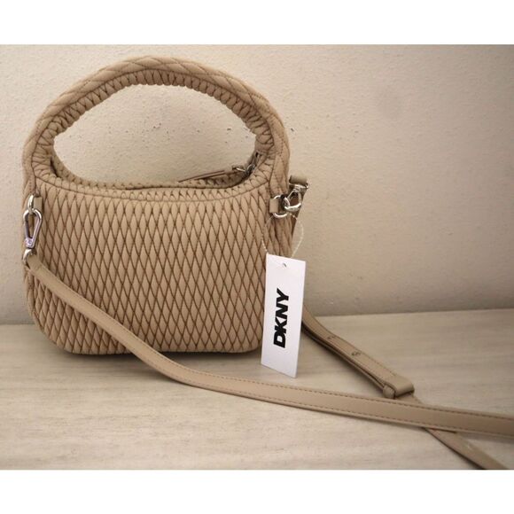 DKNY 02509 Women's O/S Beige Mack Nylon Hobo Crossbody/Shoulder Bag - Picture 7 of 16